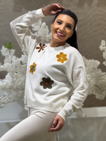 Bluza tricotata cu imprimeu floricele [2]