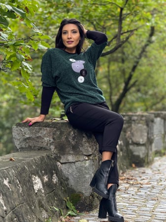 Imbracaminte de dama - Bluza verde cu cercuri