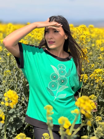 Colectia NOUA - Bluza verde cu flori