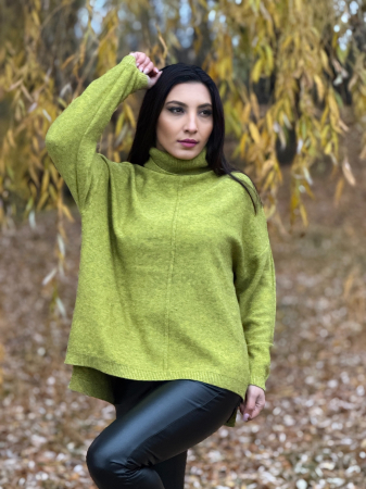 Bluze si camasi - Bluza verde cu gat inalt