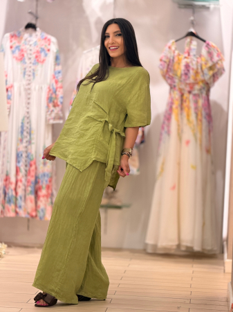 Bluza verde cu reglaj in talie [4]