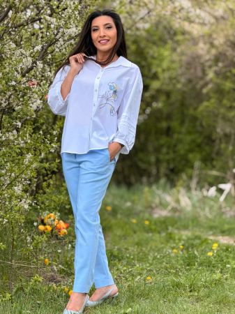 Camasa alba cu nasturi si broderie florala [3]