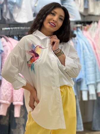 Imbracaminte de dama - Camasa cu colibri cu paiete