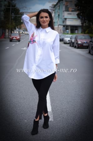 Imbracaminte de dama - Camasa cu imprimeu colibri roz