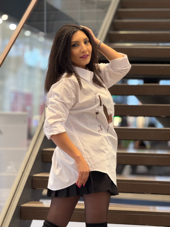 Camasa cu imprimeu doamna cu palarie si catel [3]