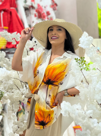 Camasa cu imprimeu floral galben-portocaliu [2]