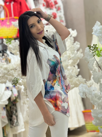 Camasa cu imprimeu floral multicolor [3]