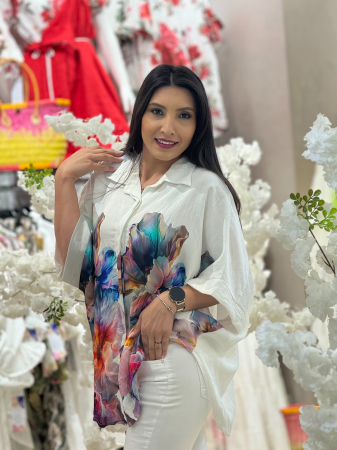 Camasa cu imprimeu floral multicolor [1]