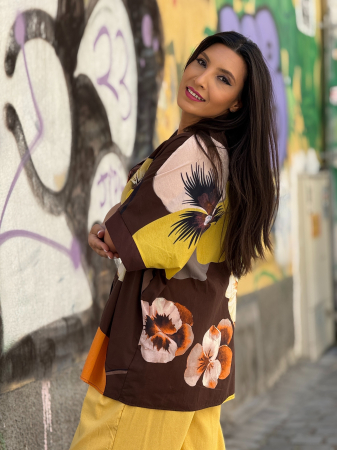 Camasa cu nasturi si imprimeu floral artistic [2]