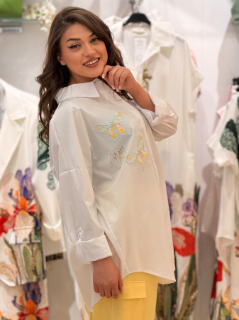 Camasa dama alba cu imprimeu fluturi [2]