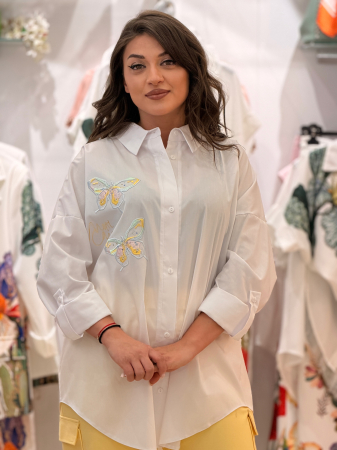 Camasa dama alba cu imprimeu fluturi [3]