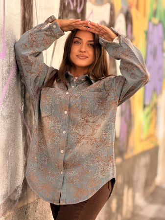 Camasa din jeans cu imprimeu floral [1]