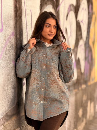 Camasa din jeans cu imprimeu floral [3]