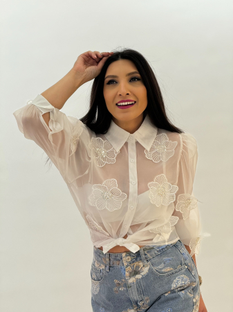 Camasa din organza cu flori aplicate [1]
