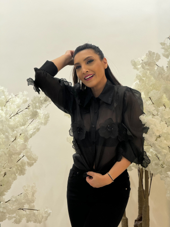 Camasa din organza cu flori aplicate [2]