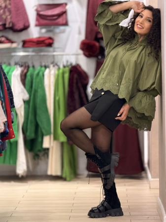Camasa kaki cu maneca brodata [4]