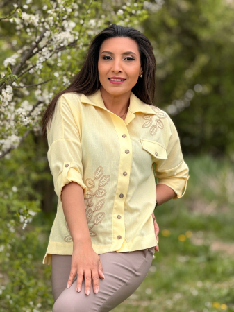 Bluze si camasi - Camasa lejera din in cu accente artistice