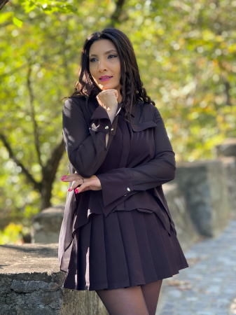 COLECTIA DE TOAMNA - Rochie lunga cu dungi si curea in talie