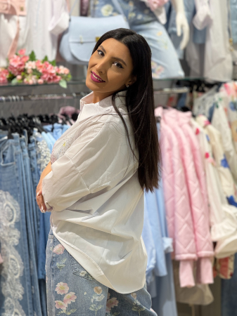 Camasa oversize cu 2 flori brodate [5]