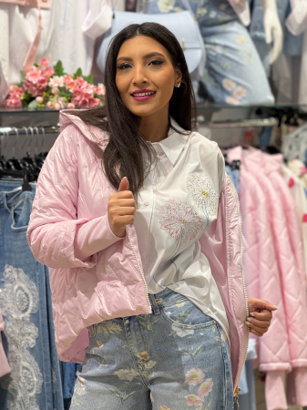 Noutati - Camasa oversize cu 2 flori brodate