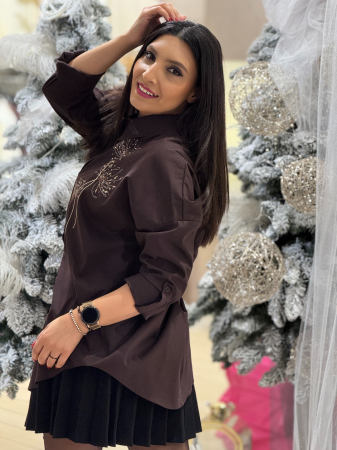 Camasa oversize cu 3 flori cu pietricele [4]