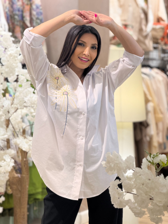 Imbracaminte de dama - Camasa oversize cu floare galbena