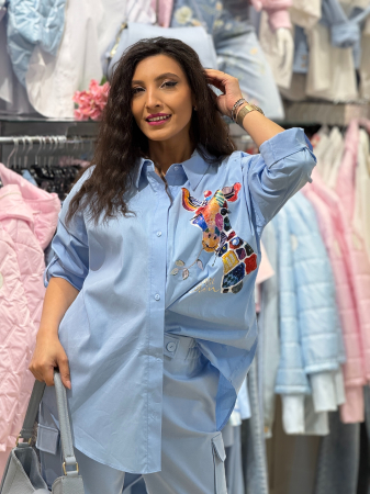 Imbracaminte de dama - Camasa oversize cu imprimeu girafa