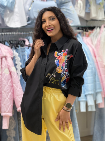 Imbracaminte de dama - Camasa oversize cu imprimeu girafa