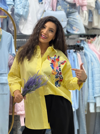 Bluze si camasi - Camasa oversize cu imprimeu girafa