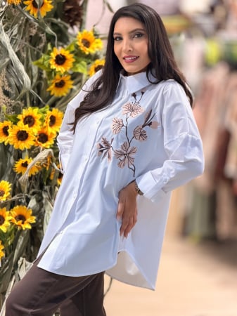 Imbracaminte de dama - Camasa oversize cu print crenguta cu flori