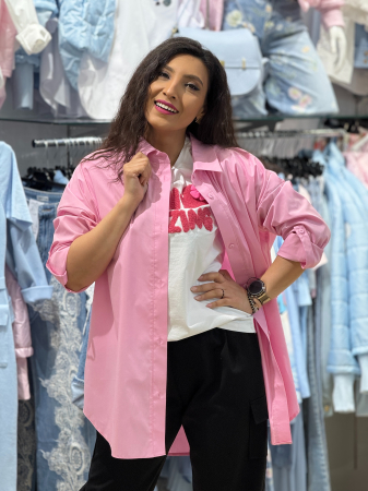 Imbracaminte de dama - Camasa roz cu maneca reglabila