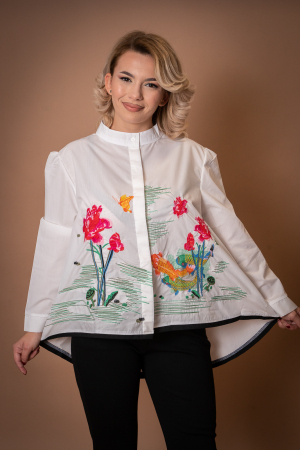 Camasa tip tunica cu imprimeu flori si pesti [3]