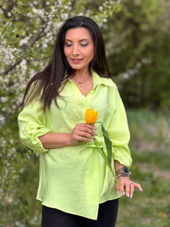 Noutati - Camasa verde cu nod frontal