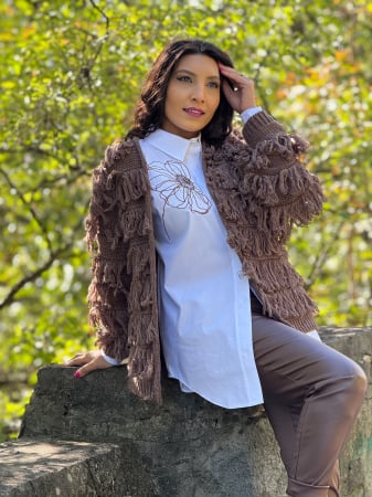 Geci si jachete - Cardigan tricotat cu franjuri