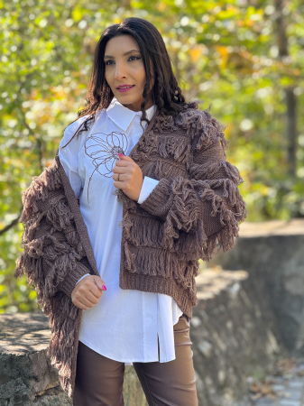 Cardigan tricotat cu franjuri [1]