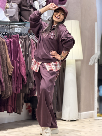 Noutati - Compleu bordo cu bluza cu fermoar