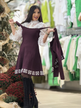 Compleu bordo cu rochie si jacheta [5]
