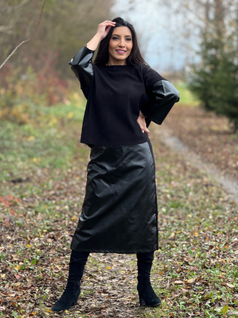 Compleu cu fusta din imitatie de piele [3]