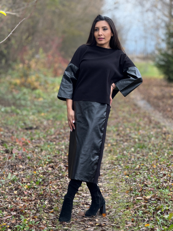 Compleu cu fusta din imitatie de piele [2]