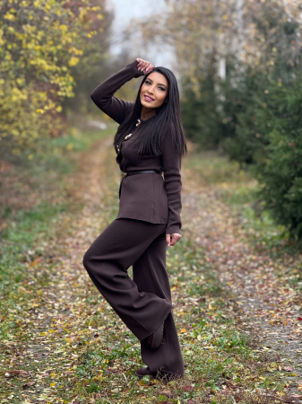 Compleu cu nasturi mari decorativi si curea in talie [3]