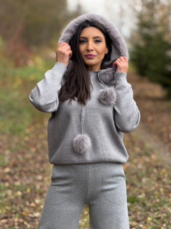 Compleuri si costume - Compleu tricotat cu blanita la gluga