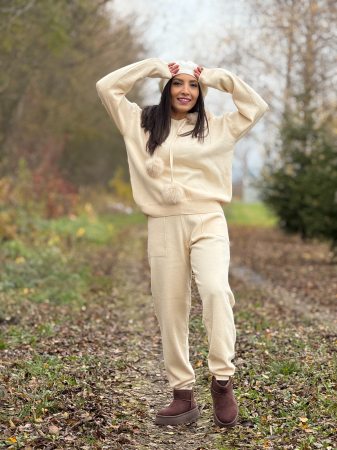 Compleuri si costume - Compleu tricotat cu blanita la gluga