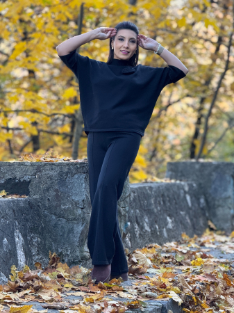 Compleuri si costume - Compleu tricotat cu floare in piept