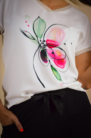 Bluza dama cu imprimeu floare, din vascoza [3]