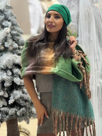 Accesorii de dama - Esarfa colorata cu franjuri