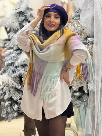 Esarfa in carouri cu franjuri [2]