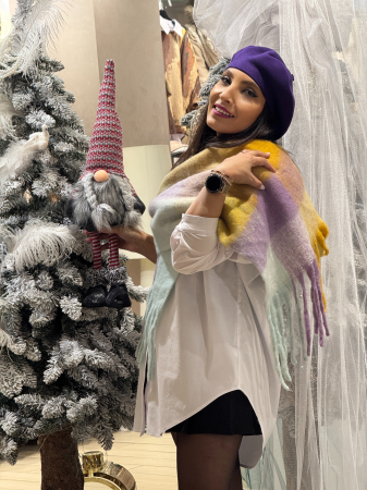 Esarfa in carouri cu franjuri [3]