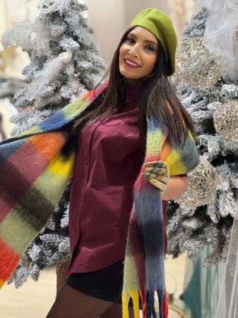 Esarfa in carouri cu franjuri [3]