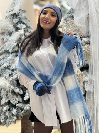 CADOURI DE CRACIUN - Esarfa in carouri cu franjuri