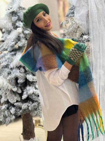 Esarfa in carouri cu franjuri [4]